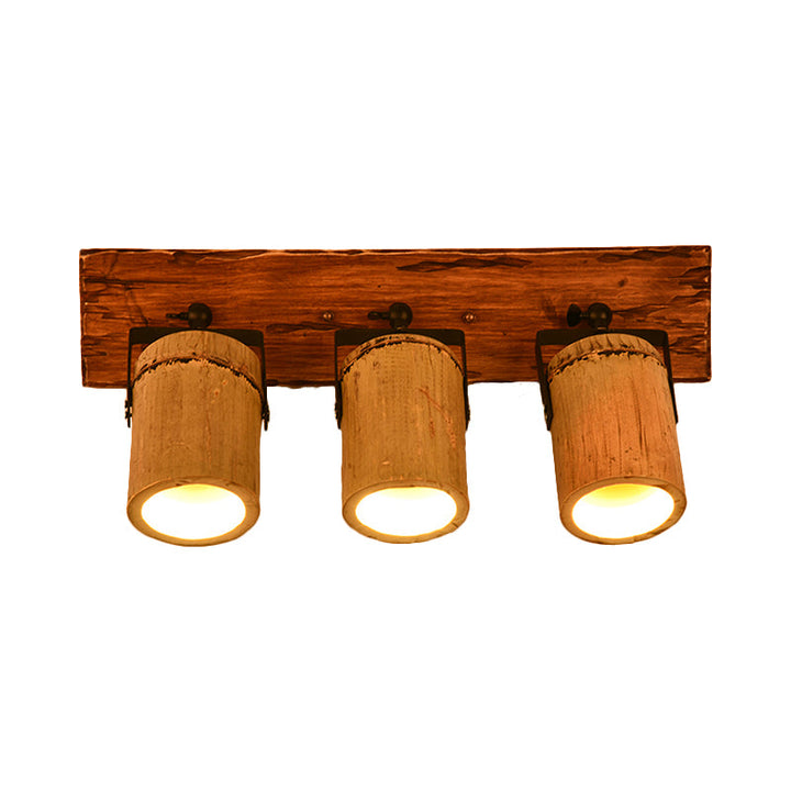 BowLift | Wooden Cylinder Wall Lamp Rustic Stylish Wall Light in Beige for Bistro Restaurant