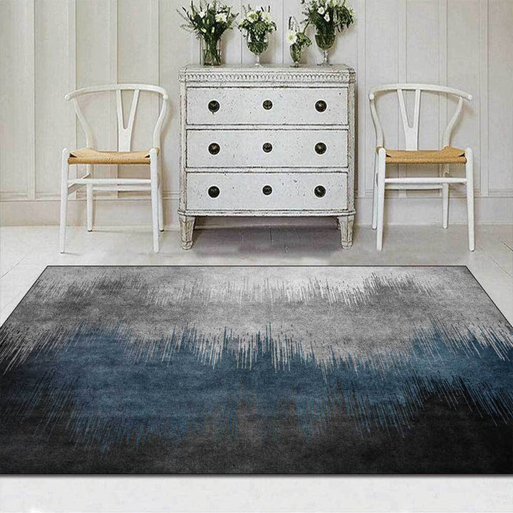 Unique striped ombre print carpet blue and gray simple carpet polyester washable non-slip backing carpet for the living room | Bowlift