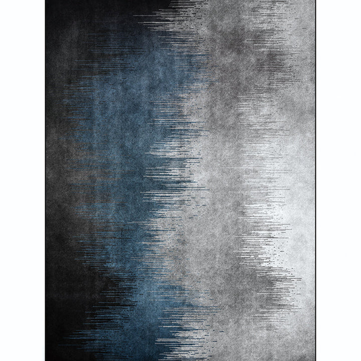 Unique striped ombre print carpet blue and gray simple carpet polyester washable non-slip backing carpet for the living room | Bowlift