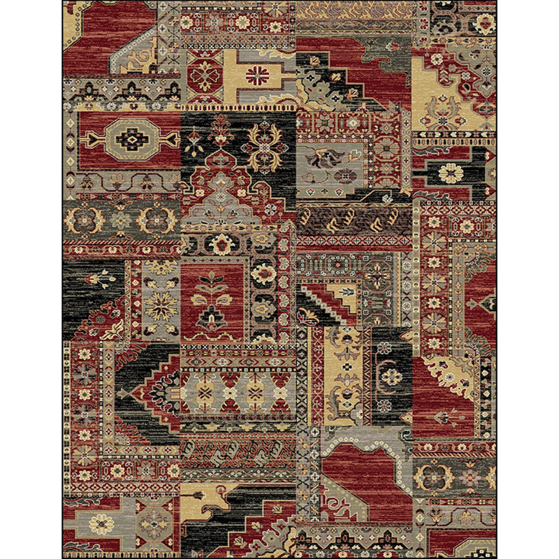 BowLift | Red and brown bedroom carpet southwestern geometry floral pattern area rug polyester non-slip rug