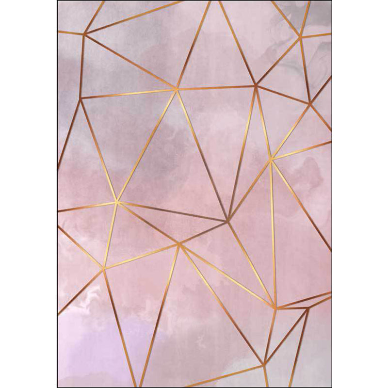 BowLift | Modern Geometric Pattern Rug Pink Polyester Washable Non-Slip Back Rug for Living Room