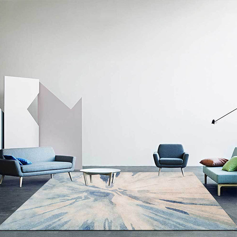 Unique abstract rug light blue simple rug polyester washable non-slip back rug for the living room | Bowlift