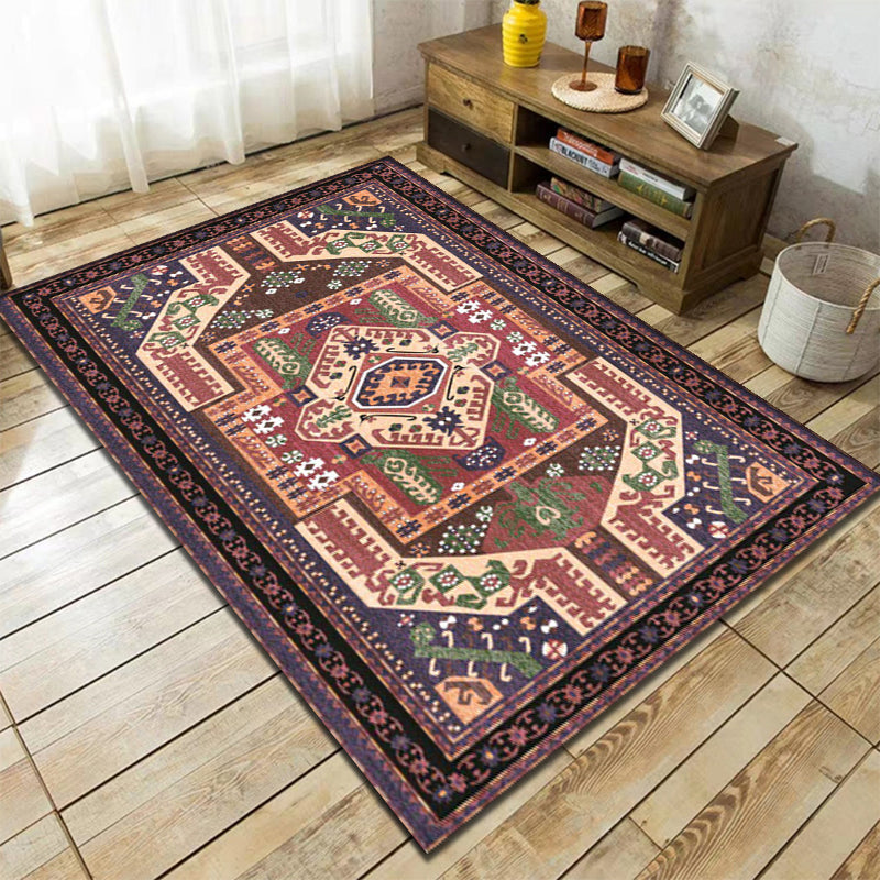 BowLift | Southwest living room rug in red tribal irregular shape print rug polyester washable area rug