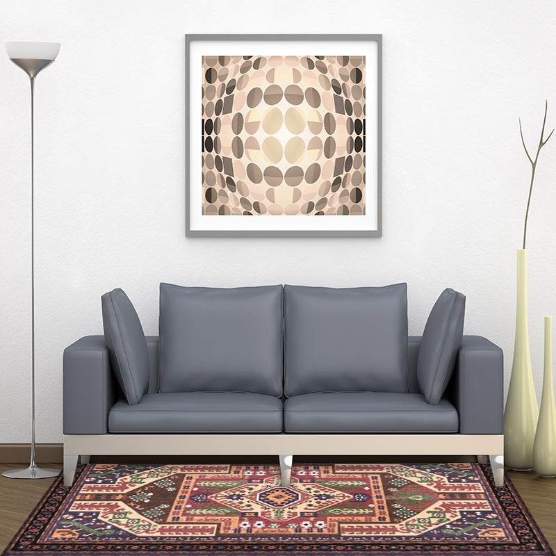 BowLift | Southwest living room rug in red tribal irregular shape print rug polyester washable area rug