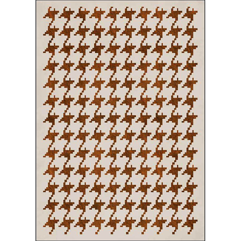 Nordic Modern Rug in Ivory Check Houndstooth Pattern Rug Polyester Non-Slip Pet-Friendly Rug for Home Decoration | Bowlift