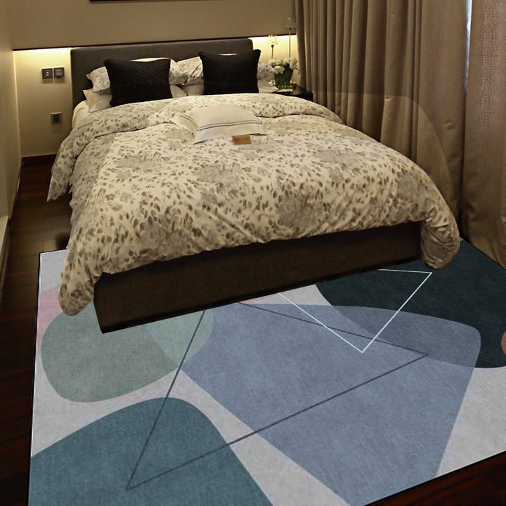 BowLift | Novelty Living Room Rug Multicolored Color Box Triangle Print Carpet Polyester Pet Friendly Non-Slip Area Rug