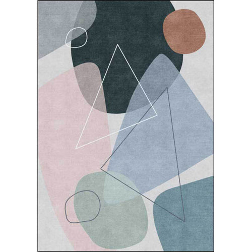 BowLift | Novelty Living Room Rug Multicolored Color Box Triangle Print Carpet Polyester Pet Friendly Non-Slip Area Rug