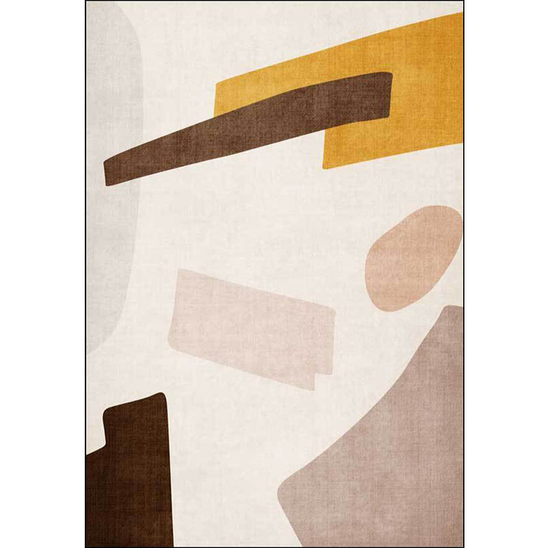 BowLift | Beige and Brown Contemporary Carpet Polyester Abstract Carpet Machine Washable Non-Slip Back Carpet for Living Room