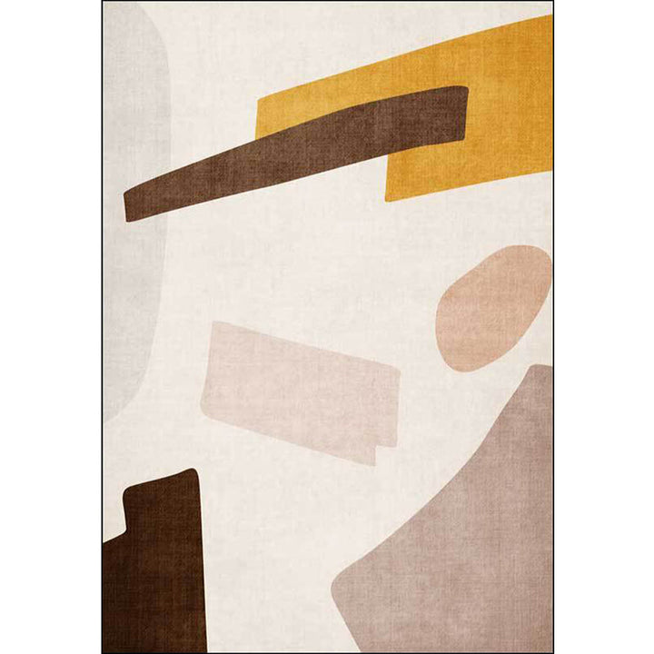 BowLift | Beige and Brown Contemporary Carpet Polyester Abstract Carpet Machine Washable Non-Slip Back Carpet for Living Room