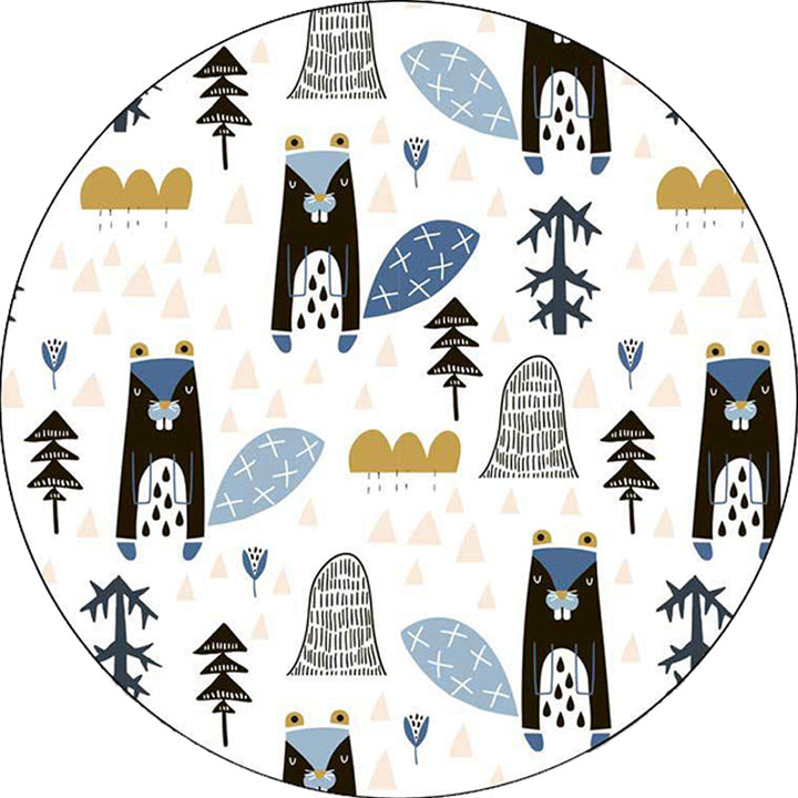 BowLift | White Children's Room Rug Children's Animal Squirrel Tree Triangle Pattern Rug Polyester Washable Non-Slip Rug