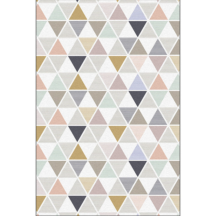 New Modern Rug in Ivory Geometry Triangle Stripe Pattern Rug Polyester Non-Slip Washable Rug for Home Decoration | Bowlift