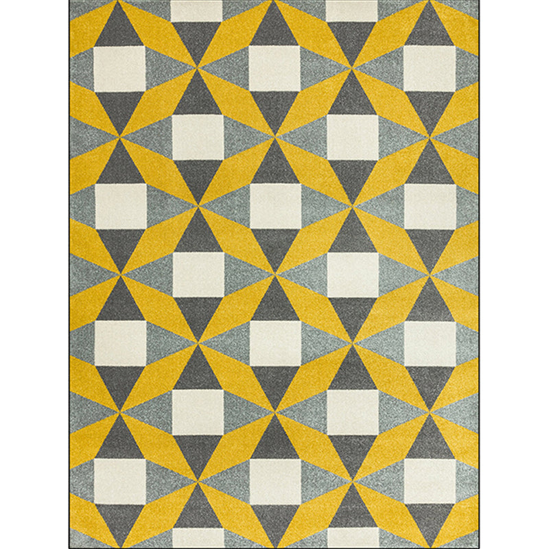 Modern living room rug colorful geometric triangle square print rug polyester pet-friendly rug | Bowlift