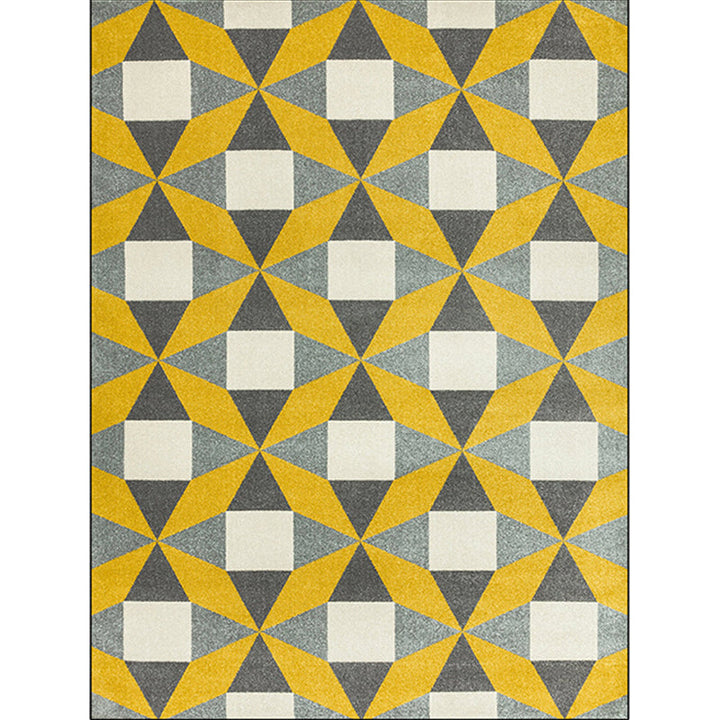 Modern living room rug colorful geometric triangle square print rug polyester pet-friendly rug | Bowlift