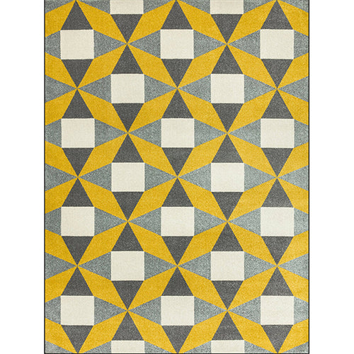 Modern living room rug colorful geometric triangle square print rug polyester pet-friendly rug | Bowlift