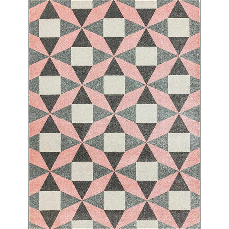 Modern living room rug colorful geometric triangle square print rug polyester pet-friendly rug | Bowlift