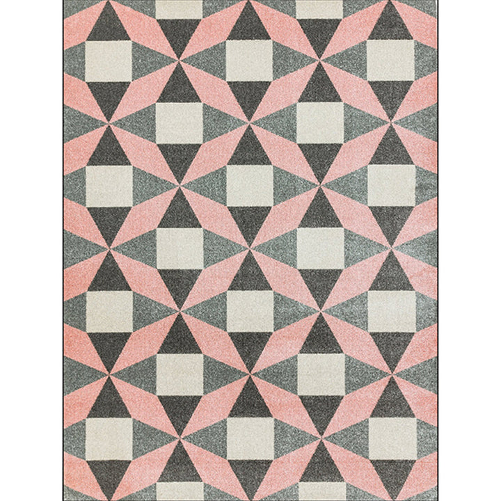 Modern living room rug colorful geometric triangle square print rug polyester pet-friendly rug | Bowlift