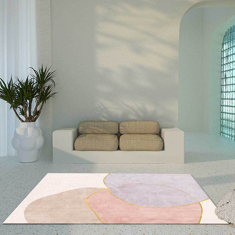 BowLift | Novelty Living Room Rug in Pink Colorblock Print Rug Polyester Non-slip Washable Area Rug