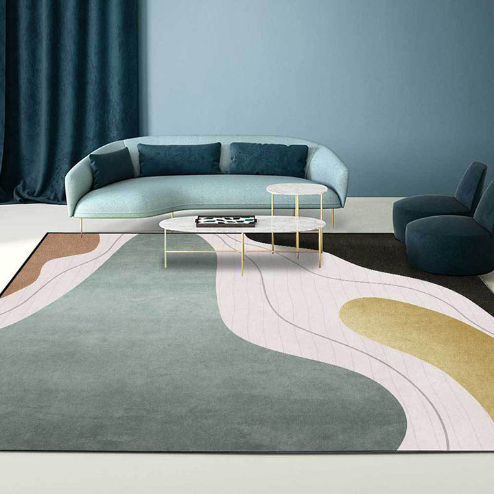 BowLift | Colorful Bedroom Carpet Novelty Color Block Line Pattern Area Rug Polyester Stain Resistant Carpet