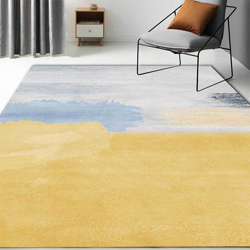 Stylish abstract rug Yellow and Gray Nordic rug Polyester Washable Non-slip back rug for the living room | Bowlift
