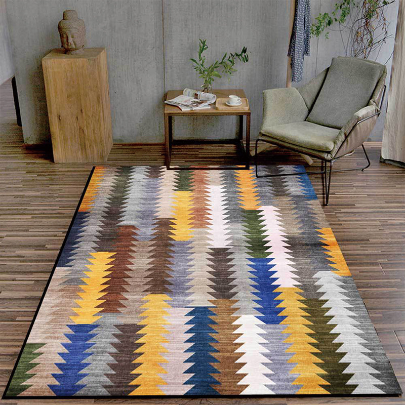 New Colorblock Rug Multicolored Polyester Rug Machine Washable Non-Slip Area Rug for the Bedroom | Bowlift