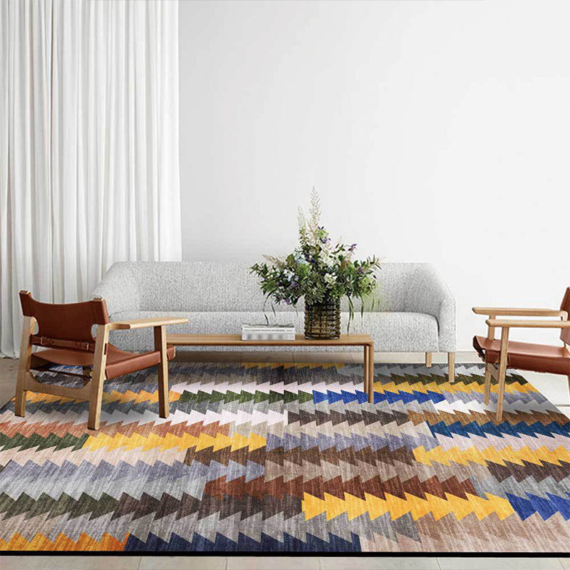 New Colorblock Rug Multicolored Polyester Rug Machine Washable Non-Slip Area Rug for the Bedroom | Bowlift