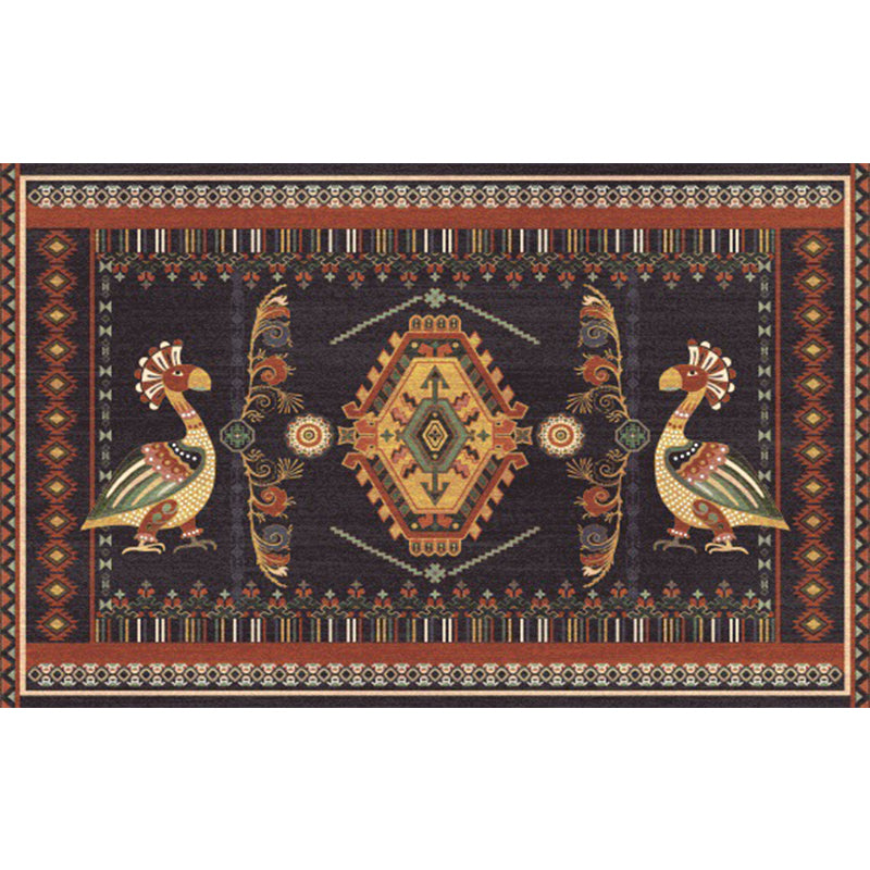 BowLift | Stem Southwest Carpet in Black Animals Diamond Stripes Pattern Carpet Polyester Stain-Resistant Carpet for Home Decorations