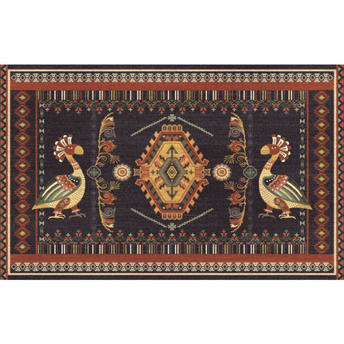 BowLift | Stem Southwest Carpet in Black Animals Diamond Stripes Pattern Carpet Polyester Stain-Resistant Carpet for Home Decorations