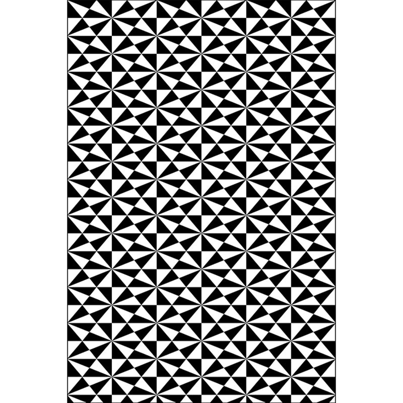 Black and White Bedroom Rug Modern Geometric Triangle Pattern Area Rug Polyester Non-Slip Back Washable Rug | Bowlift