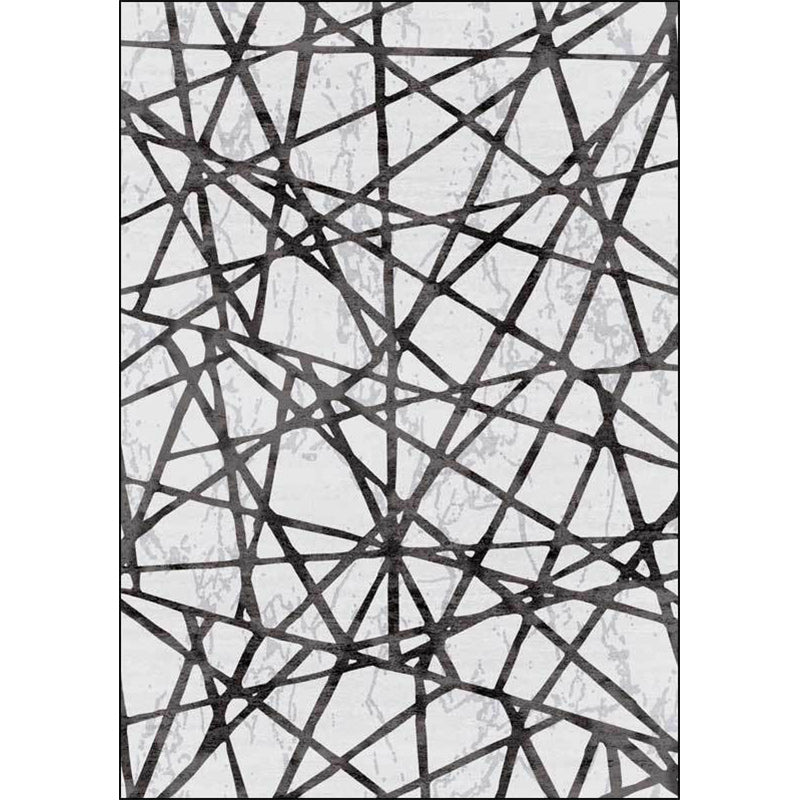 BowLift | Gray Bedroom Carpet New Geometric Line Pattern Area Rug Polyester Non-Slip Washable Rug