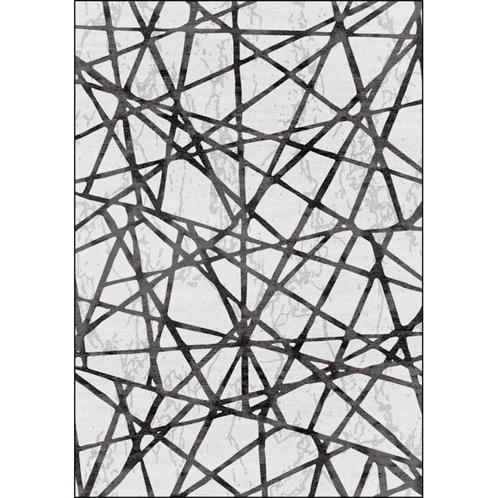 BowLift | Gray Bedroom Carpet New Geometric Line Pattern Area Rug Polyester Non-Slip Washable Rug