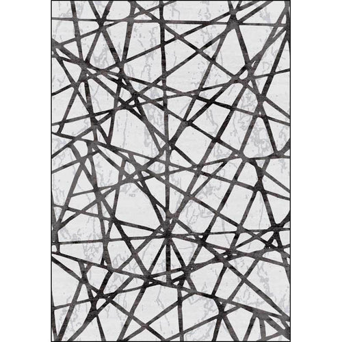 BowLift | Gray Bedroom Carpet New Geometric Line Pattern Area Rug Polyester Non-Slip Washable Rug