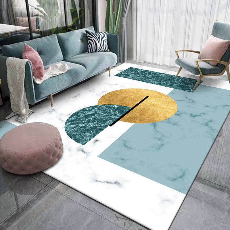 White Bedroom Carpet Modern Color Block Geometry Marble Pattern Carpet Polyester Home Friendly Non-Slip Carpet | Bowlift