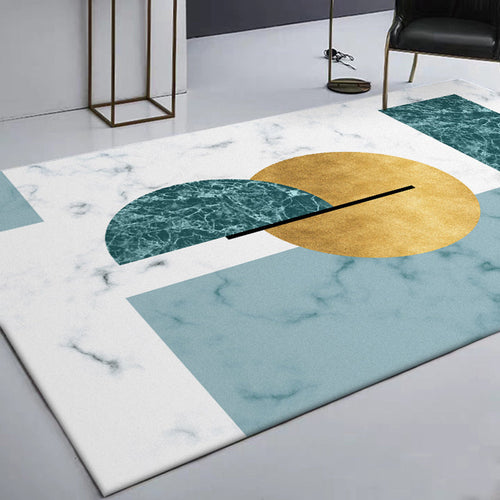 White Bedroom Carpet Modern Color Block Geometry Marble Pattern Carpet Polyester Home Friendly Non-Slip Carpet | Bowlift