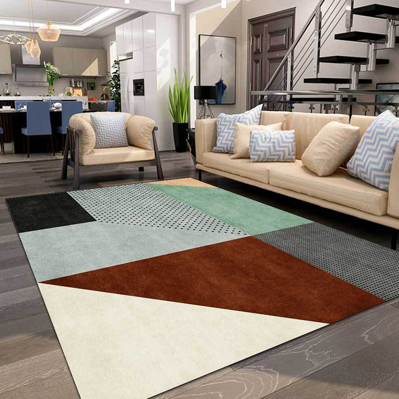 Modern Living Room Rug Multicolored Color Cut Irregular Shape Dots Print Rug Polyester Non-Slip Back Rug | Bowlift
