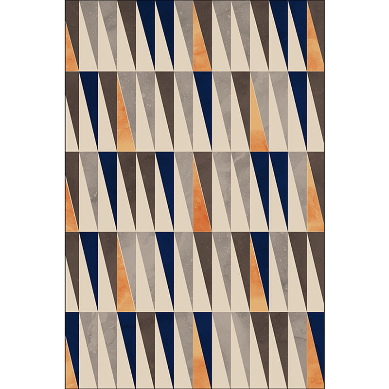 Ivory Bedroom Rug Modern Geometric Triangle Pattern Rug Polyester Stain Resistant Washable Rug | Bowlift