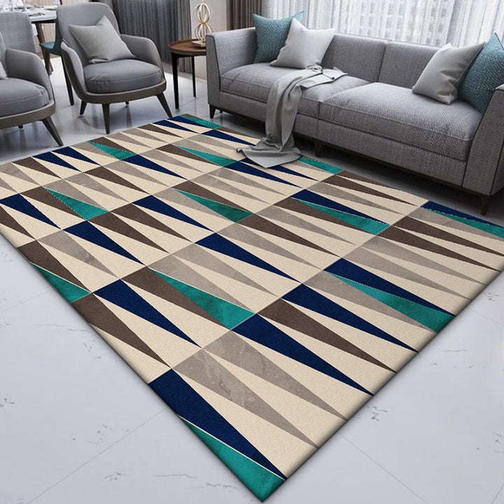 Ivory Bedroom Rug Modern Geometric Triangle Pattern Rug Polyester Stain Resistant Washable Rug | Bowlift