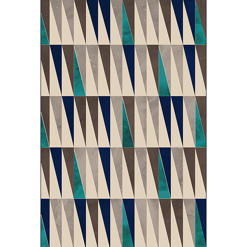 Ivory Bedroom Rug Modern Geometric Triangle Pattern Rug Polyester Stain Resistant Washable Rug | Bowlift