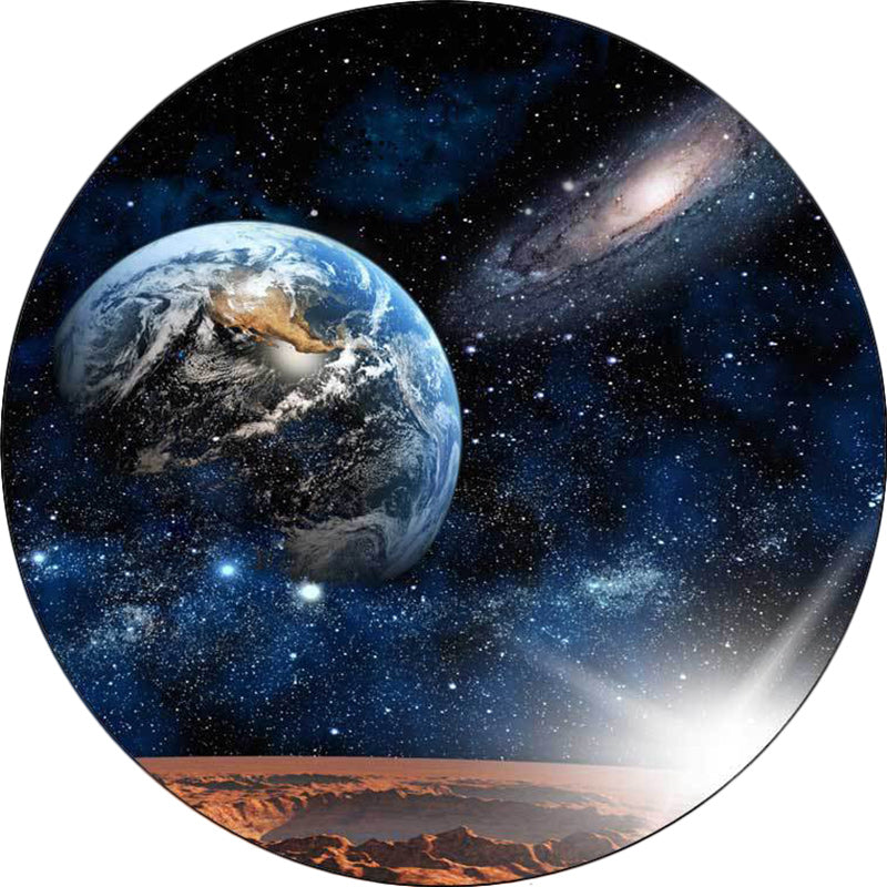 Modern living room carpet in blue space galaxy Earth print carpet polyester non-slip back carpet | Bowlift