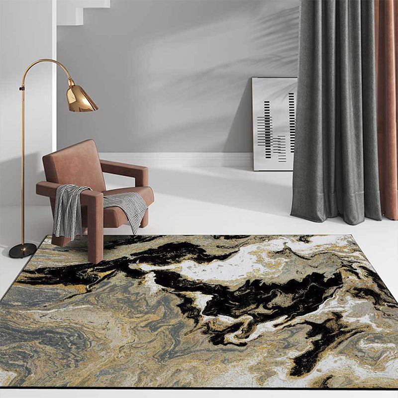 New Abstract Carpet Black and Gold Polyester Carpet Machine Washable Non-Slip Carpet for Bedroom | Bowlift