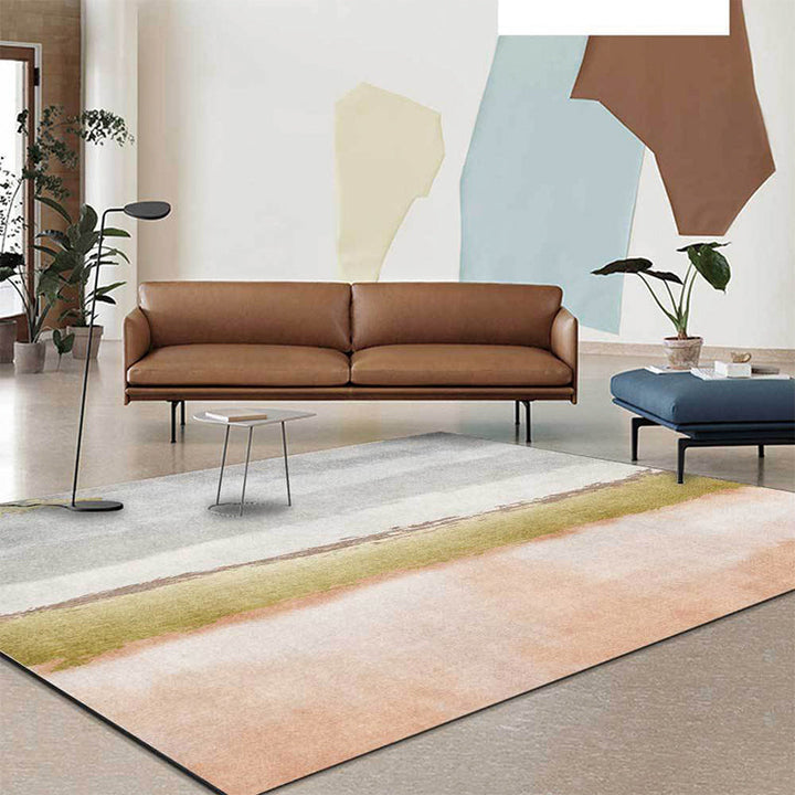Modern Abstract Rug Gray and Pink Polyester Rug Machine Washable Non-Slip Rug for the Bedroom | Bowlift