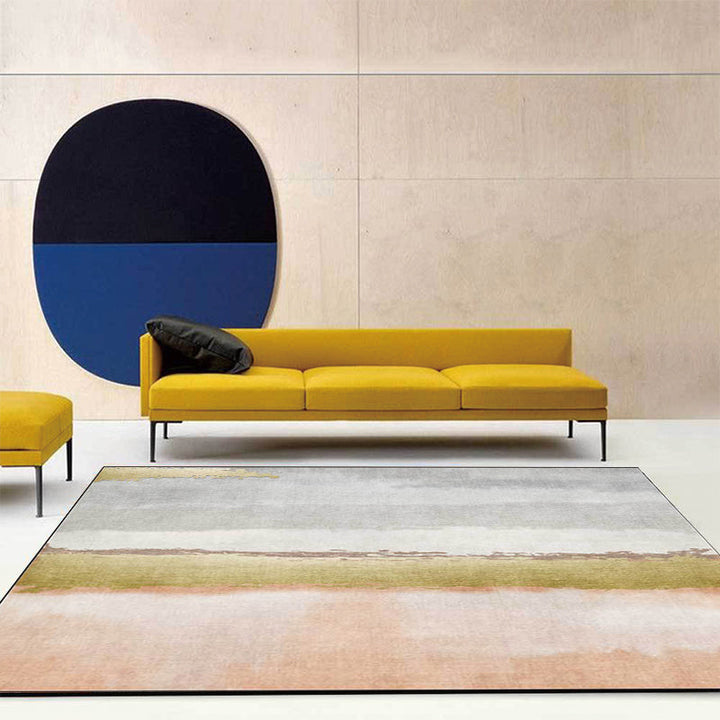 Modern Abstract Rug Gray and Pink Polyester Rug Machine Washable Non-Slip Rug for the Bedroom | Bowlift