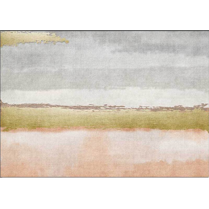 Modern Abstract Rug Gray and Pink Polyester Rug Machine Washable Non-Slip Rug for the Bedroom | Bowlift