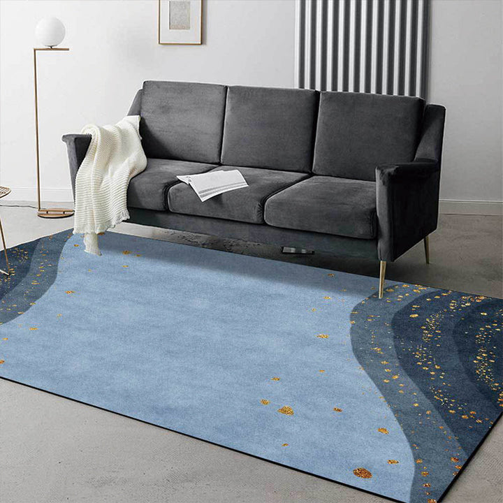 Blue contemporary rug polyester abstract rug washable non-slip backing rug for the living room | Bowlift