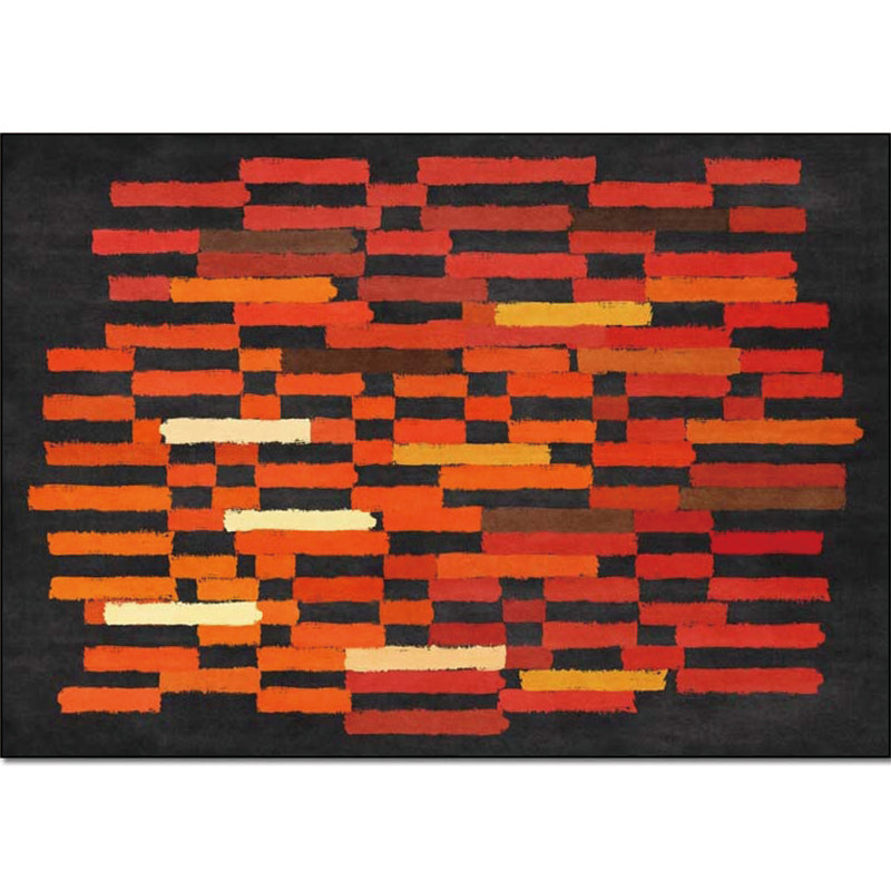 Black and red modern rug polyester brushstroke pattern rug washable non-slip back rug for the living room | Bowlift