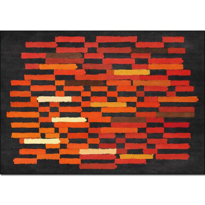 Black and red modern rug polyester brushstroke pattern rug washable non-slip back rug for the living room | Bowlift