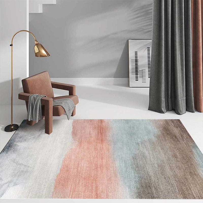 Casual abstract rug Green Pink and Gray Polyester rug Machine washable Non-slip rug for the bedroom | Bowlift