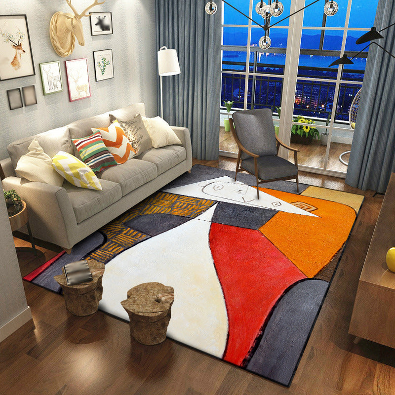 BowLift | Colorful Bedroom Carpet Novelties Color Block Geometric Pattern Area Rug Polyester Non-Slip Stain Resistant Rug