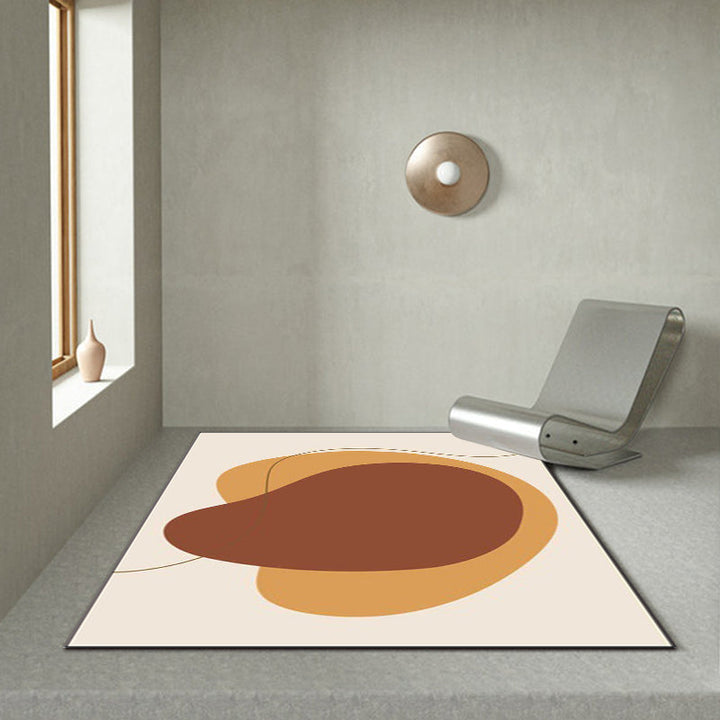 BowLift | Novelty living room rug in brown block print rug polyester pet friendly non-slip backing rug