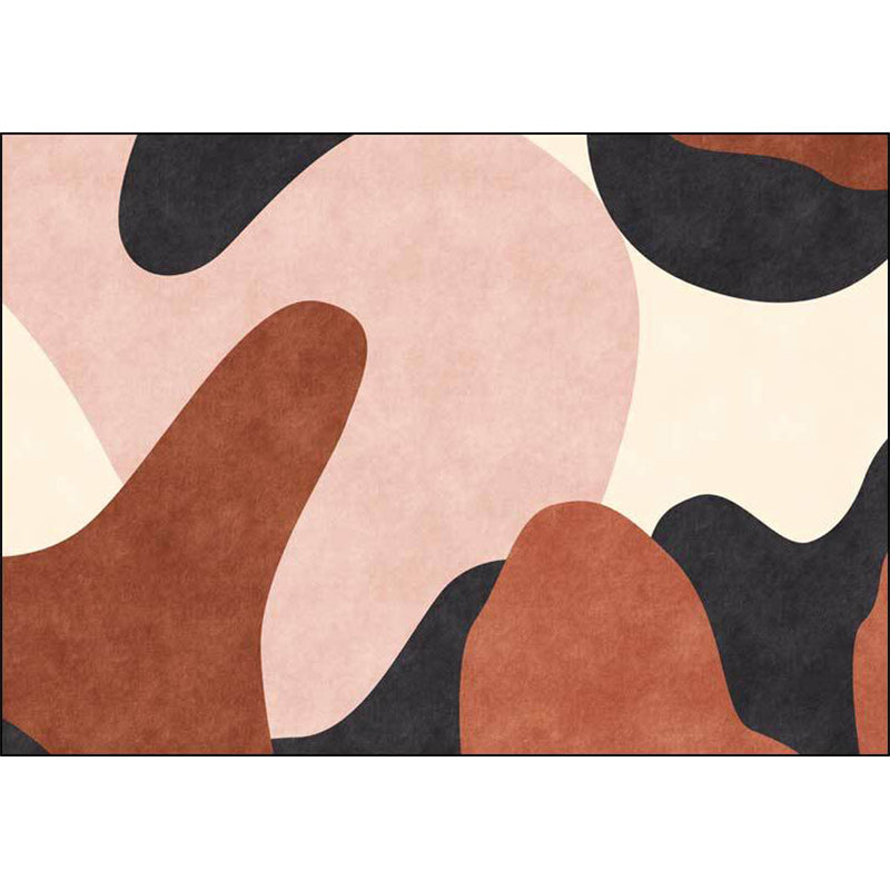BowLift | Novelty Living Room Carpet in Pink and Brown Color Block Print Carpet Polyester Pet Friendly Non-Slip Area Rug