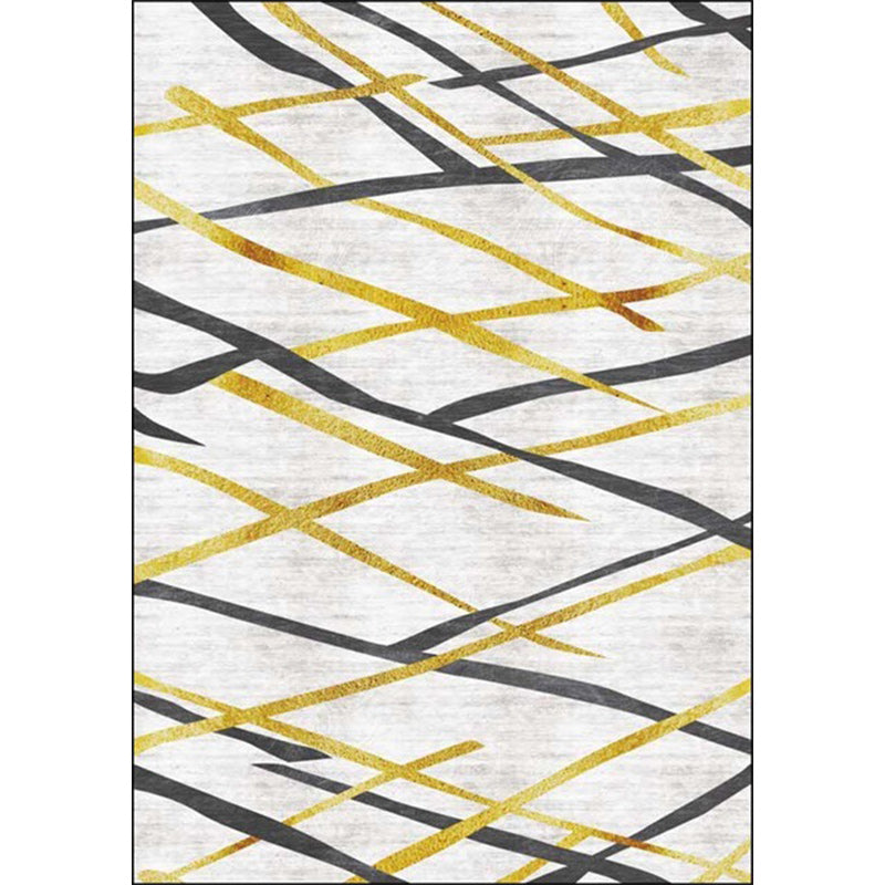 BowLift | Novelty Living Room Carpet in White Geometric Lines Pattern Carpet Polyester Pet-Friendly Stain Resistant Washable Carpet